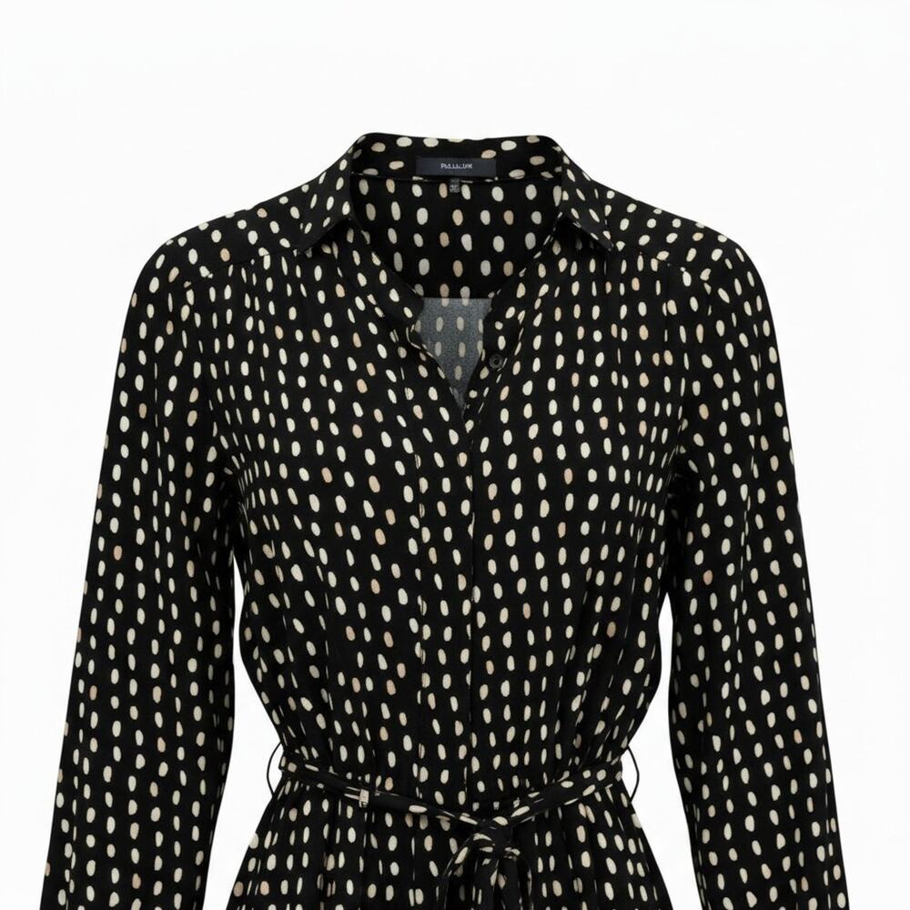 Madewell Black White Lightweight Figure Flattering Polka Dot Belted Midi Dress S - Picture 4 of 11